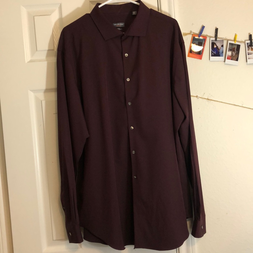 Van-Heusen Burgundy Button Down Dress Shirt